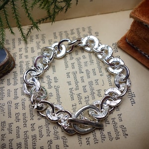 Silver Bracelet ‚HEAVY ANCHOR‘, 925 Sterling Silver, Handmade, Toggle Clasp, Length 21cm