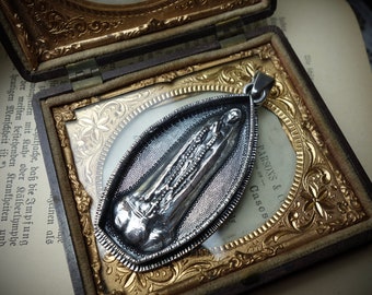 Silver Pendant ‚MOTHER MARY‘, 925 Sterling Silver, Handmade