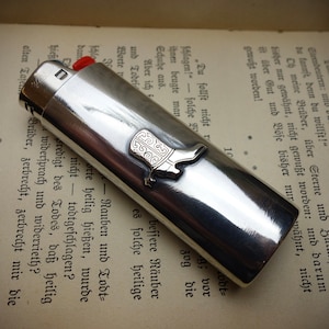 Lighter Case ‚COWBOY‘, 925 Sterling Silver, Handmade, BIC Standard Lighter Case