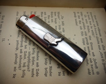 Lighter Case ‚COWBOY‘, 925 Sterling Silver, Handmade, BIC Standard Lighter Case