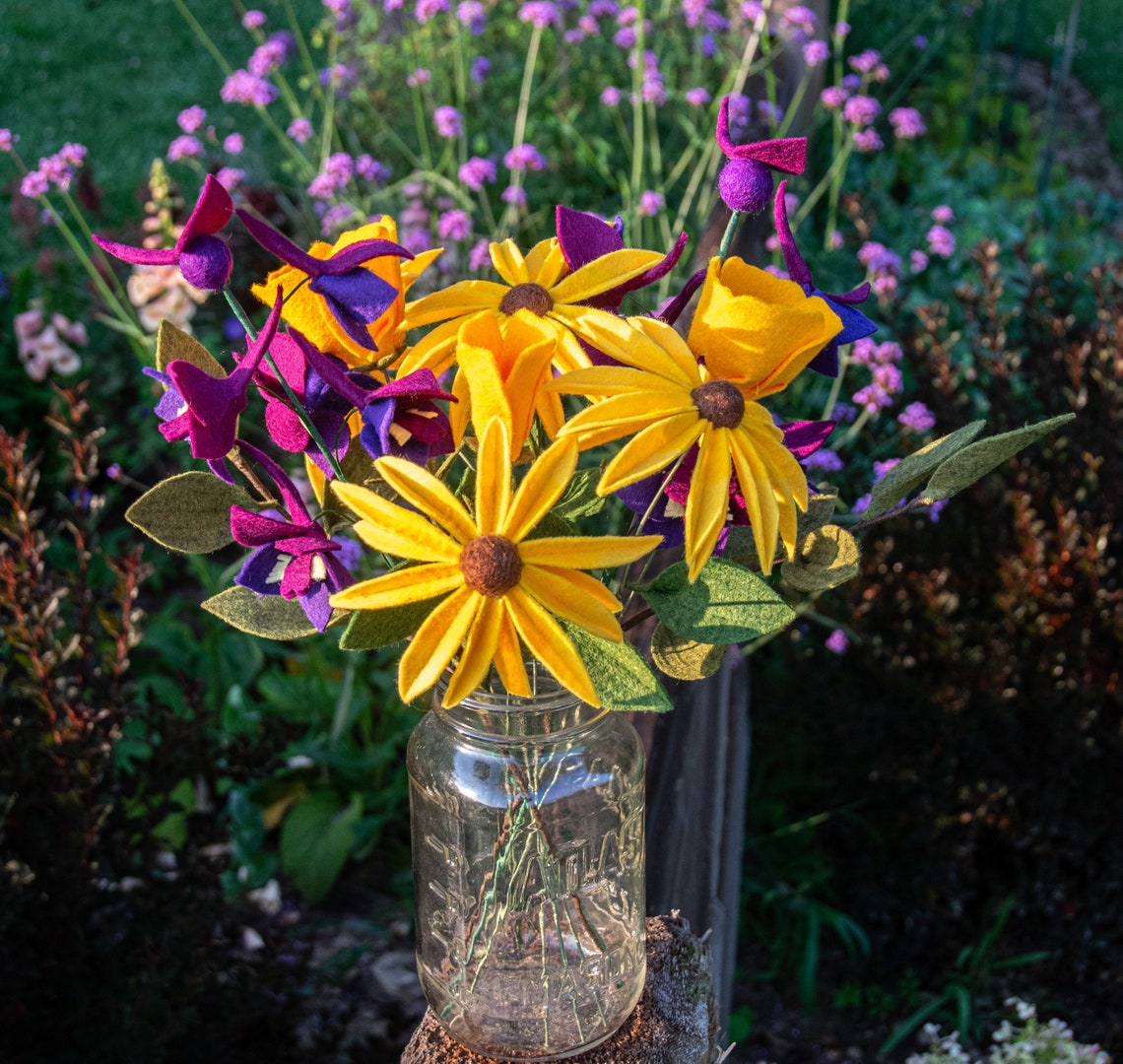 Fall Bouquet/BlackEyed Susans and Larkspur Etsy
