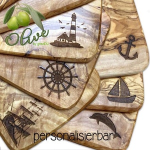 Maritime board made of olive / mango / acacia / bamboo with serving board for cold cuts with various engravings to choose from