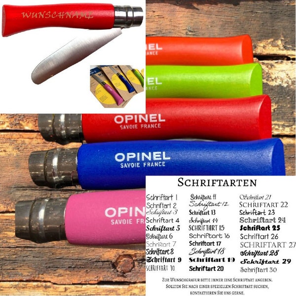 Personalisiertes OPINEL Kindermesser Schnitzmesser Kinder Taschenmesser  Messer Gravur Geschenk