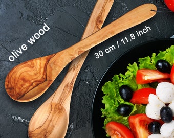 Salatbesteck (L30cm) aus Olivenholz mit/ohne Aufhängung – Servierbesteck für Auflauf Nudelsalat graviDU