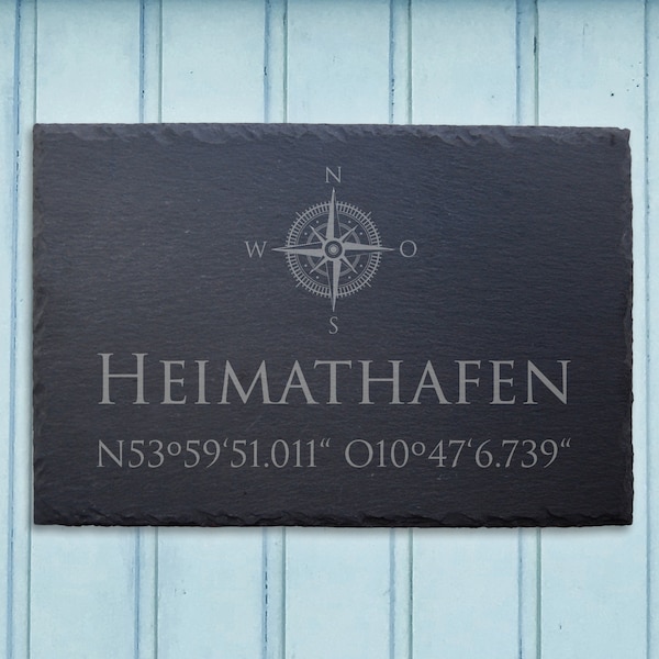 Panneau décoratif avec inscription « Home Harbor » sur ardoise - Lieu préféré mouillage mer maritime Mer du Nord Mer Baltique Gravure cadeau XL XXL