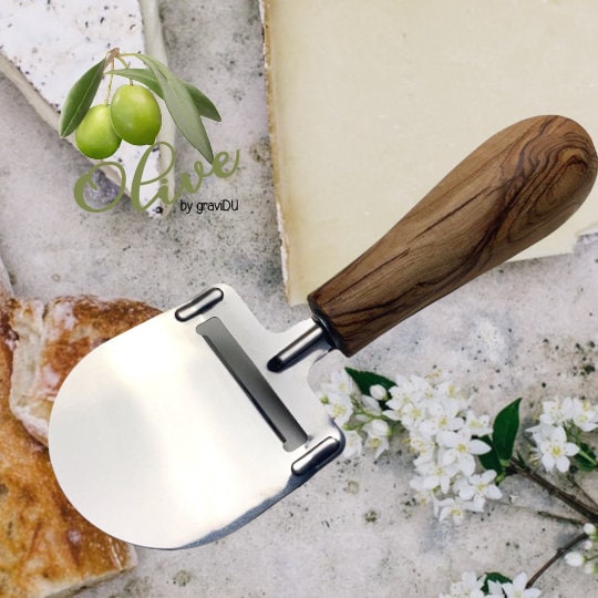 Cheese Slicer With Olive Wood Handle for Stylish Serving Engraving