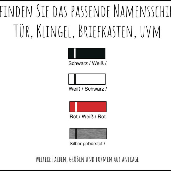 Graviertes Namensschild Türschild Klingelschild Briefkastenschild aus Kunststoff - verschiedene Größen und Farben