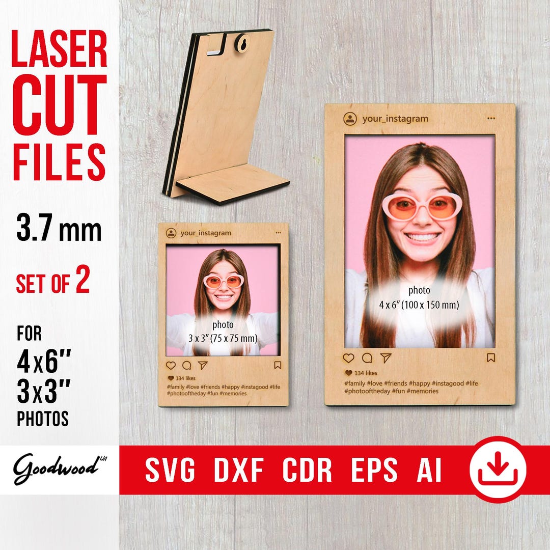 Wooden Picture Frame SVG, Laser Cut Files DXF CDR 3.7mm, Mini Frame 3x3 ...
