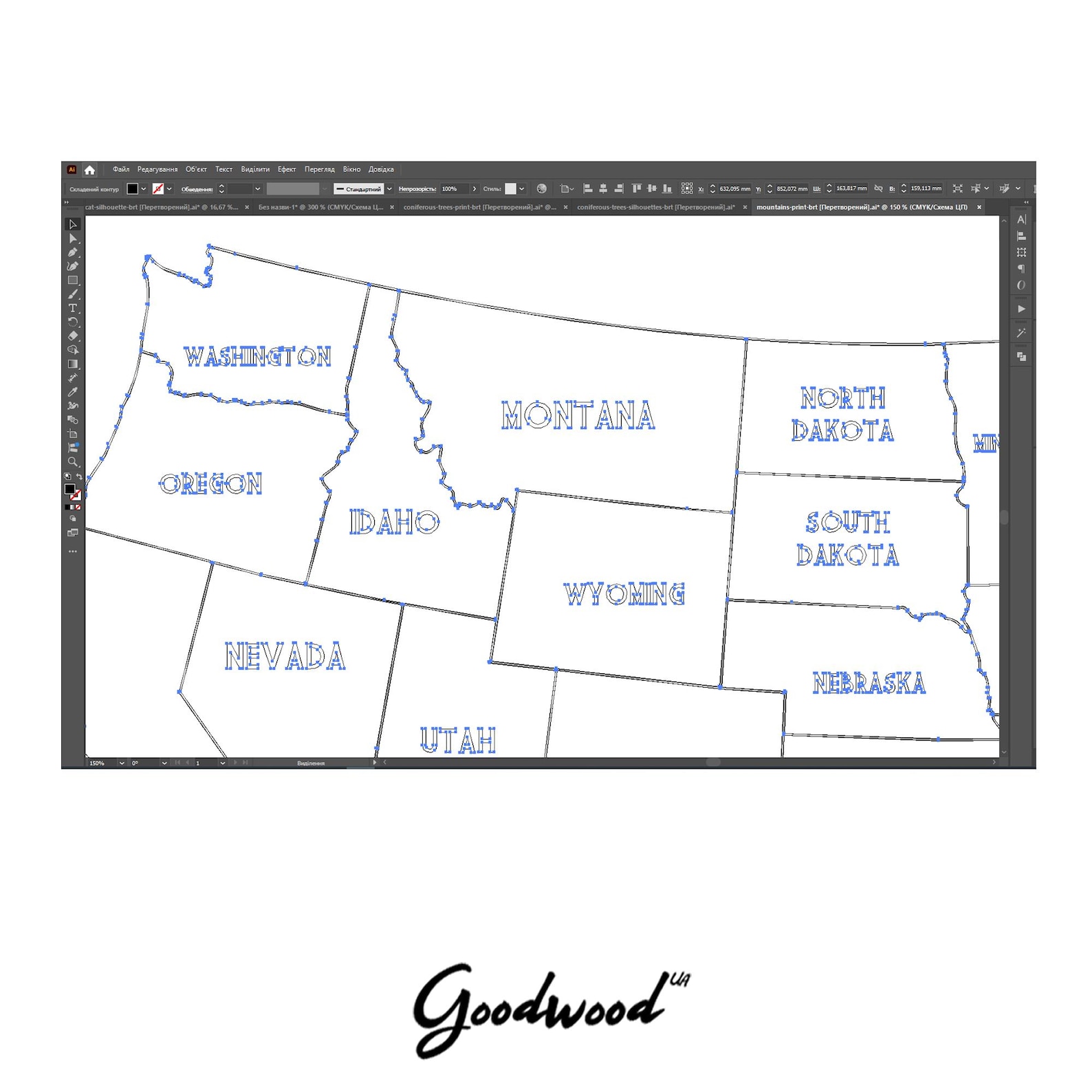USA Map Svg, US Map With States Borders and Names, Blue Grey United