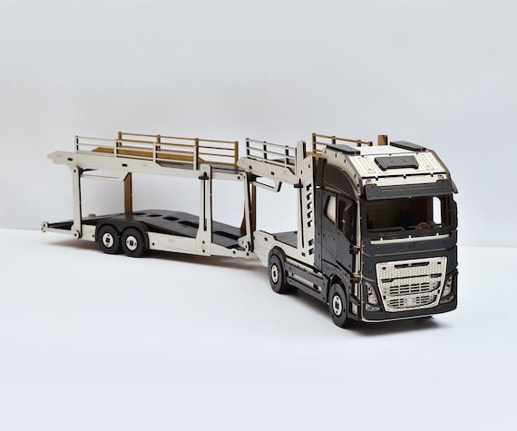 Car Transporter 3DBRT Wood Model 3D Constructor Kit Wood Puzzle Wood Car Carrier Wooden Assembled Toy Car Truck Tractor With Semi Trailer Etsy