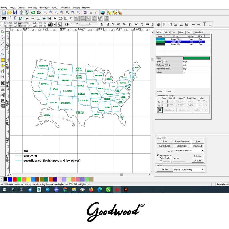 USA Map SVG Dxf Eps Ai Template, Laser Cut Files for Wall Art, United ...