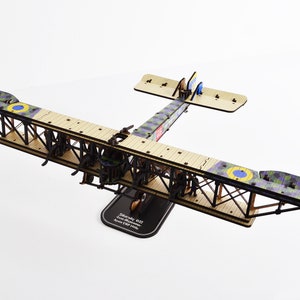 Wooden 3D plane 3DBRT Ilya Muromets, World War II Biplane Fighter, Miniature Plane Set,Aircraft Miniature, Adult Model DIY image 3