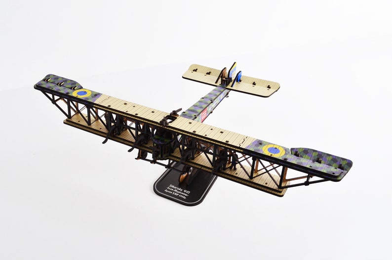 Wooden 3D plane 3DBRT Ilya Muromets, World War II Biplane Fighter, Miniature Plane Set,Aircraft Miniature, Adult Model DIY image 3