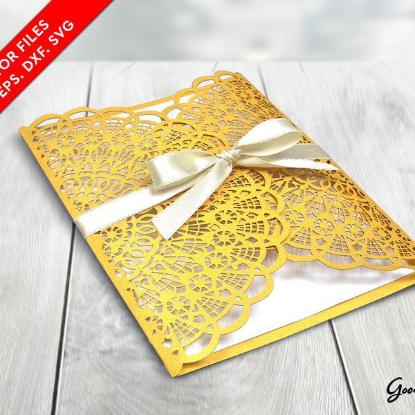 Wedding invitation Gate Fold SVG 4x6, template cricut EPS DXF, Laser cutting, Vector files, Download only, Invitacione de boda