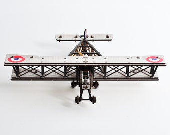 Wooden Biplane Voisin Model, 3DBRT | World War I Aircraft Fighter 3D Mechanical Model | Assembly Model  DIY Craft Set