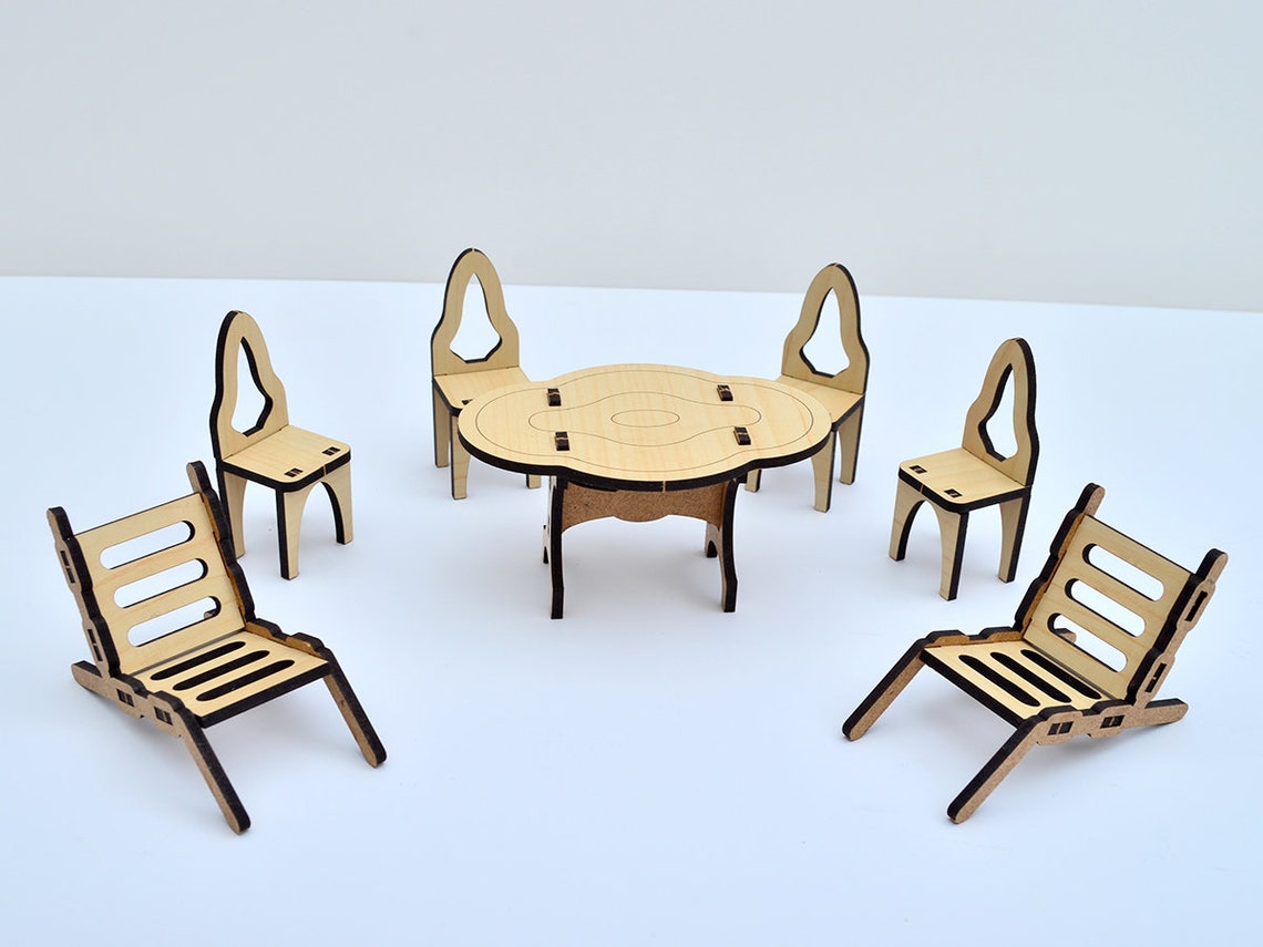 Laser cut file of Wood Furniture 112 DollHouse Miniature Etsy