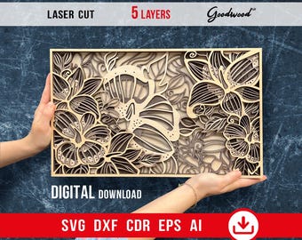 3D Layered Mandala SVG, Flower Laser Cut, Wood Wall Art, Floral Panel (Digital Download)