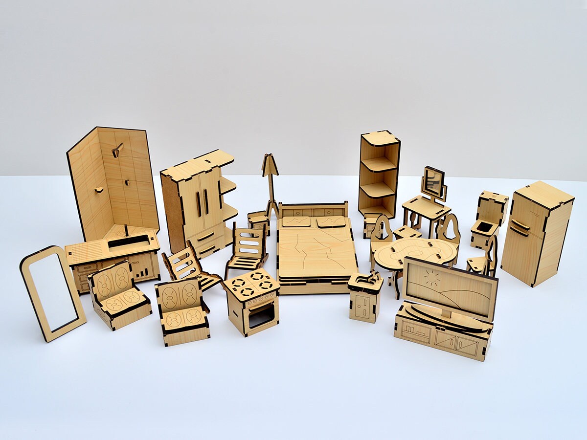 Laser cut file of Wood Furniture 112 DollHouse Miniature Etsy
