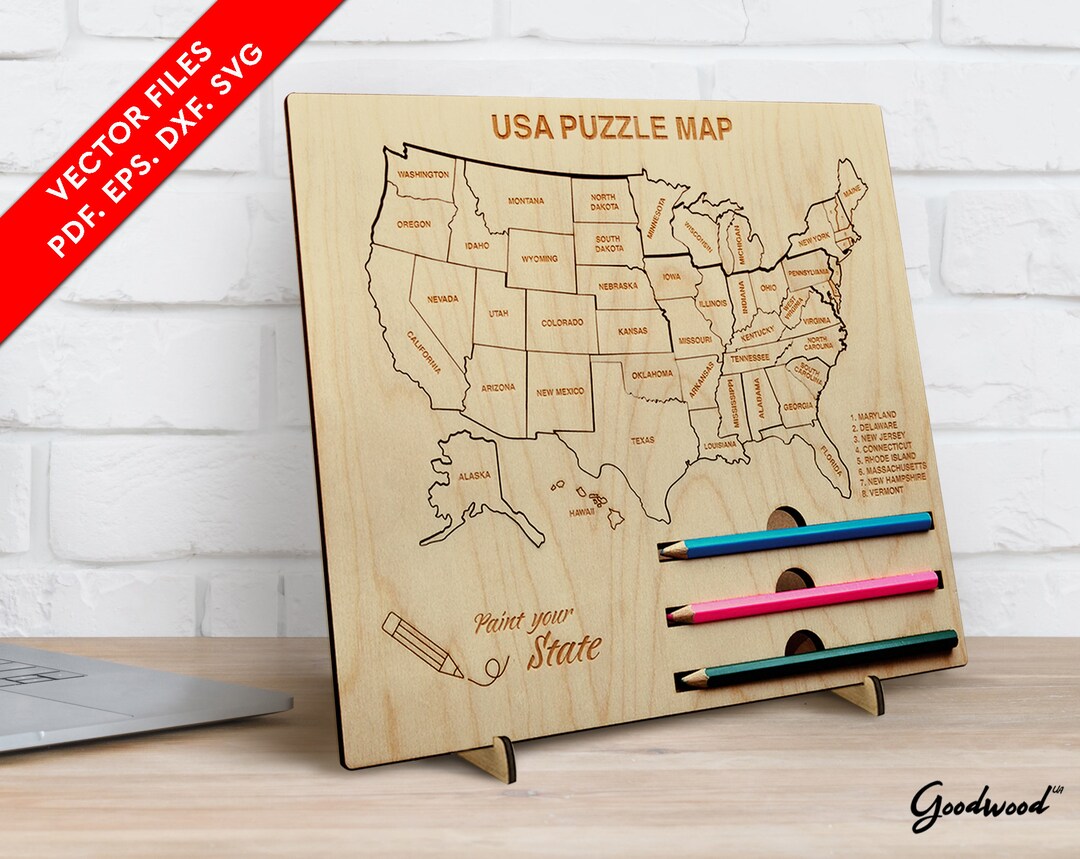 United States Puzzle Map of Wood - Il 1080xN.4938852845 Artw 
