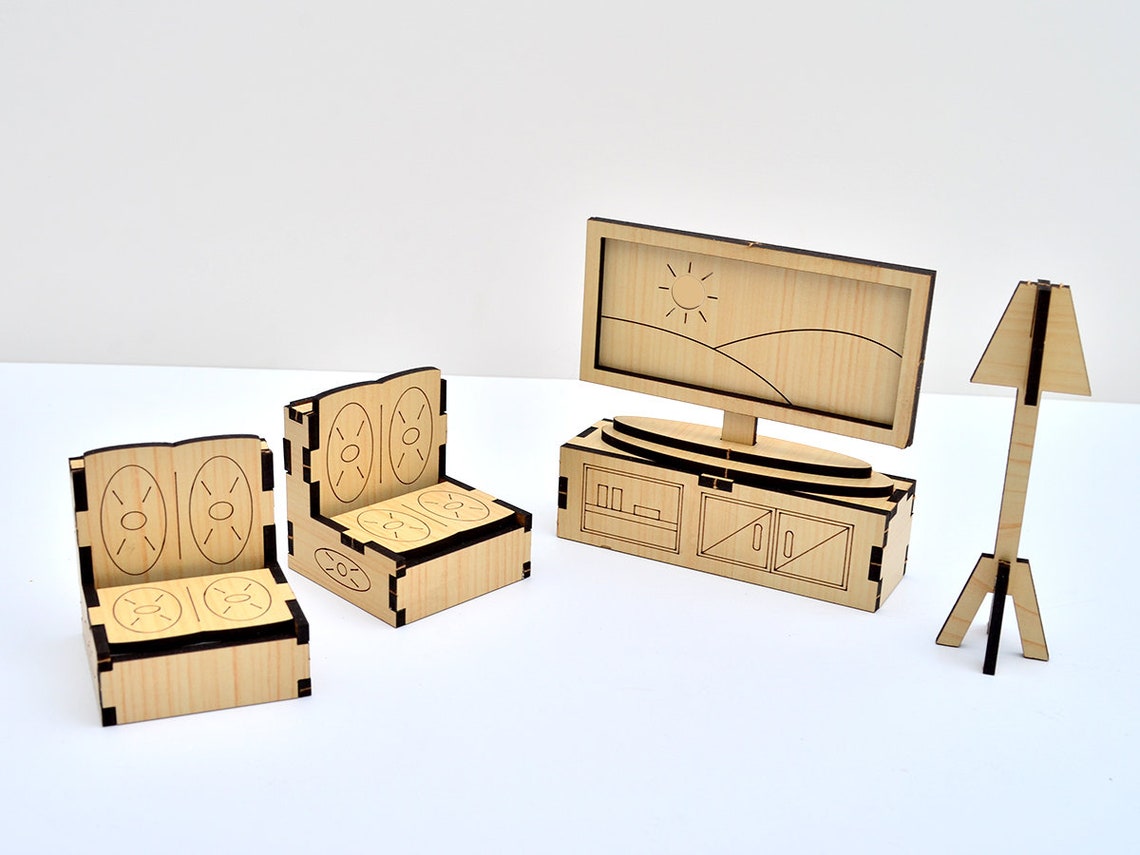 Laser cut file of Wood Furniture 112 DollHouse Miniature Etsy