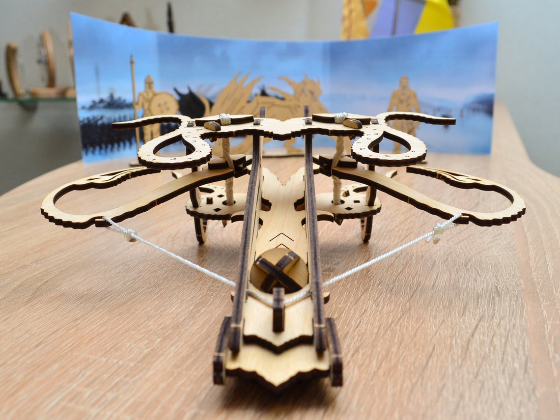 Laser Cut Files Ballista 3D Puzzle Game Vector File Wood Etsy