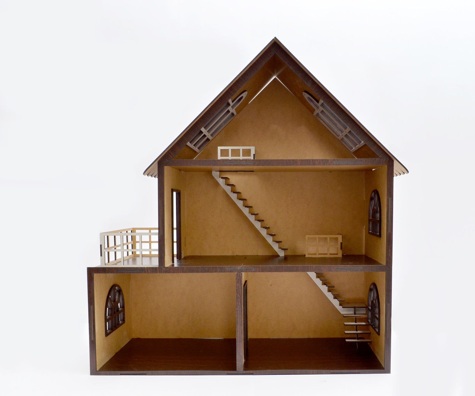 Plantilla de casa de muñecas de 3 mm SVG CdR DXF PDF, casa miniatura de ...