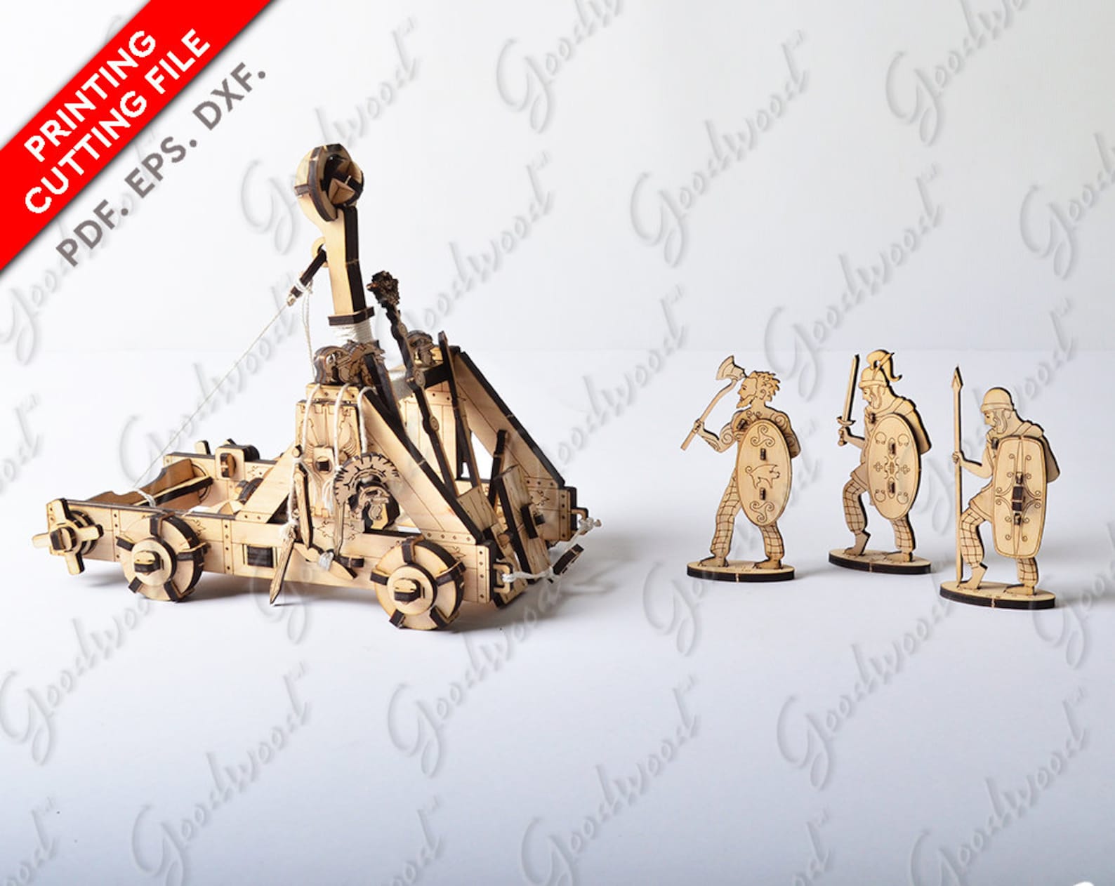 Vector Files 3.7mm Wood Catapult Laser Cut Files Mechanical Etsy