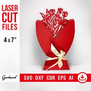 de Invitation florale et de carte de voeux | SVG CdR DXF PdF | Motif floral découpé au laser pour la fête des mères, les mariages, les anniversaires, instantané, 10 x 20 cm