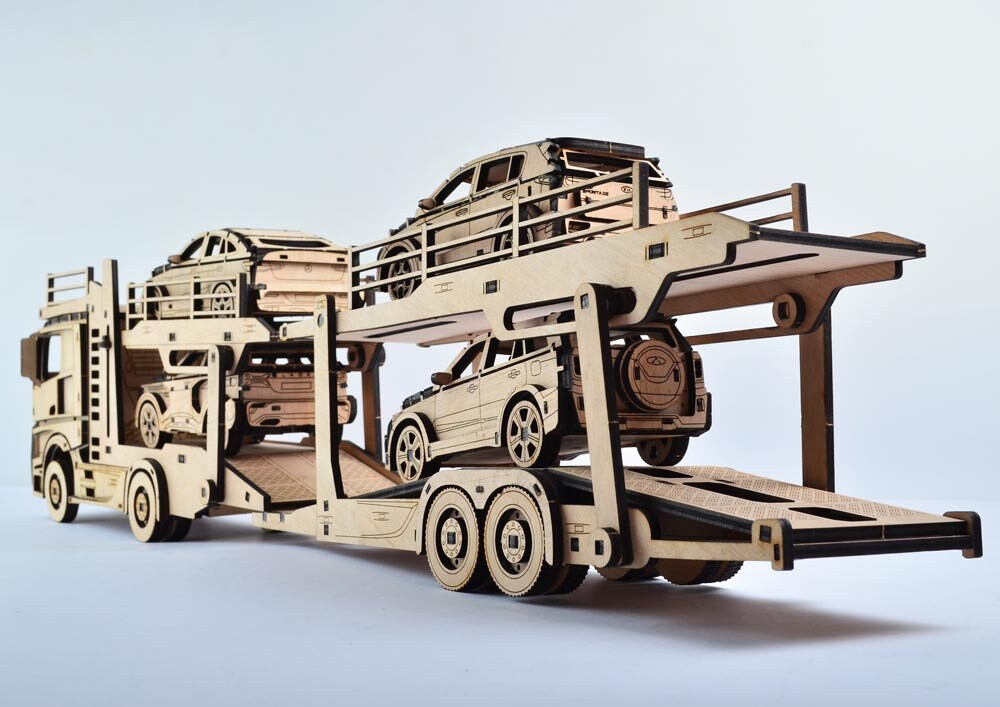 Laser cut files 3.7mm Car transporter with trailer and small Etsy