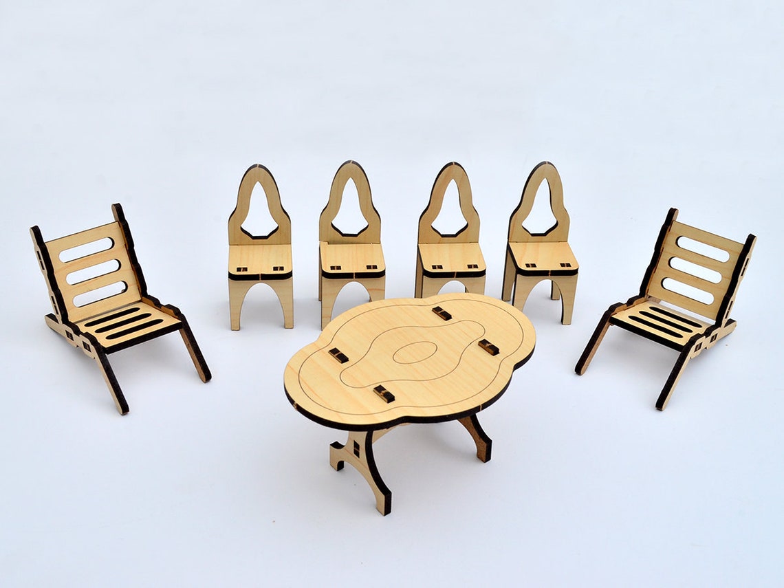 Laser cut file of Wood Furniture 112 DollHouse Miniature Etsy
