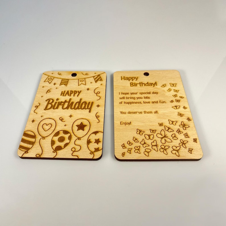 Carte d'anniversaire gravée sur bois SVG CdR DXF Ai EPS | anniversaire ballons en bois | Fichiers découpés au laser pour vos amis | Modèle à téléchargement immédiat image 5