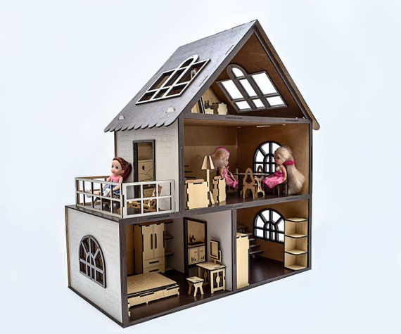 Casa de muñecas de madera 3DBRT Casa para muñecas Casa de muñecas de madera  en miniatura con muebles Kit Casa de madera Miniaturas Juguetes para niños Casa  de rompecabezas -  México