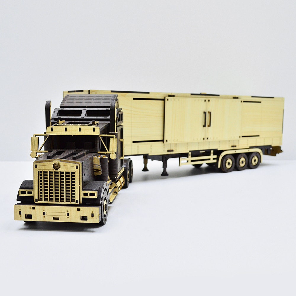 Wooden American truck 3DBRT transfer truck 3D Wood construction trucks Wood Puzzle Car Wood Box Trucks delivery truck VAN