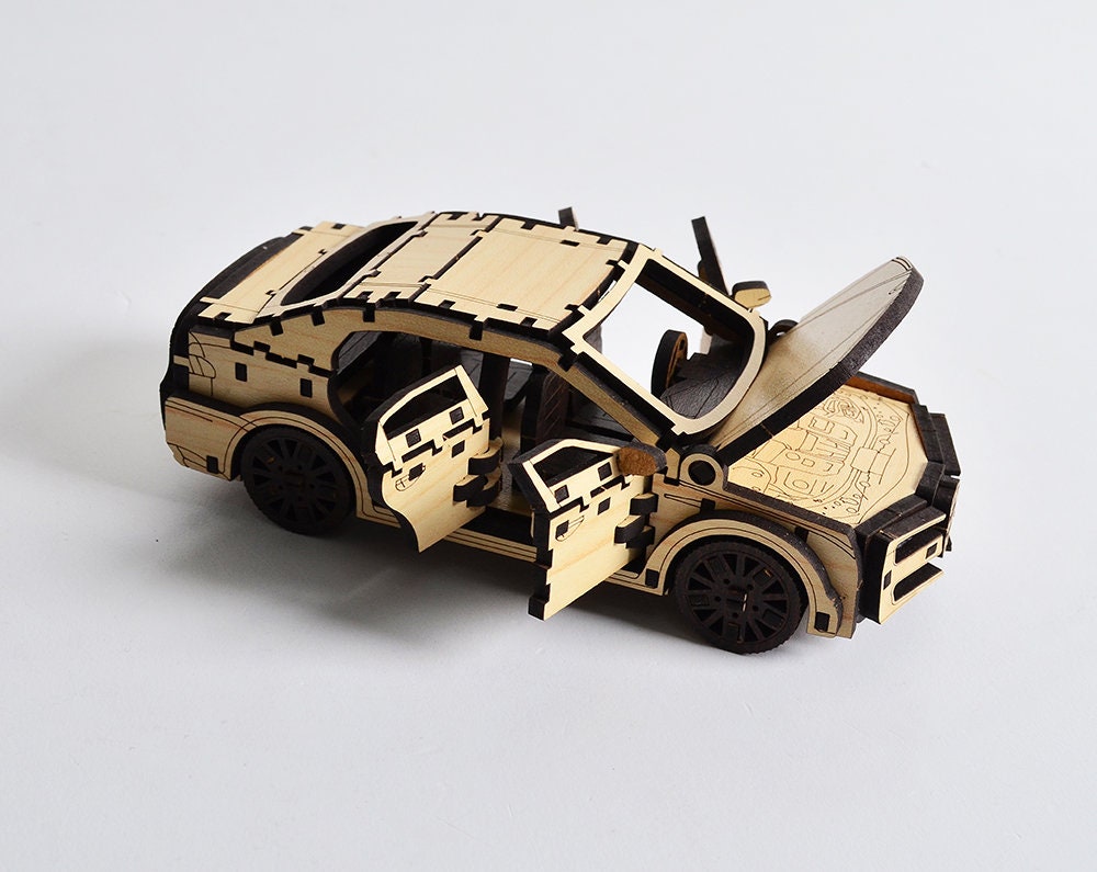 Laser cut files 3mm Wood 3D Model Car Alfa vector file wood Etsy