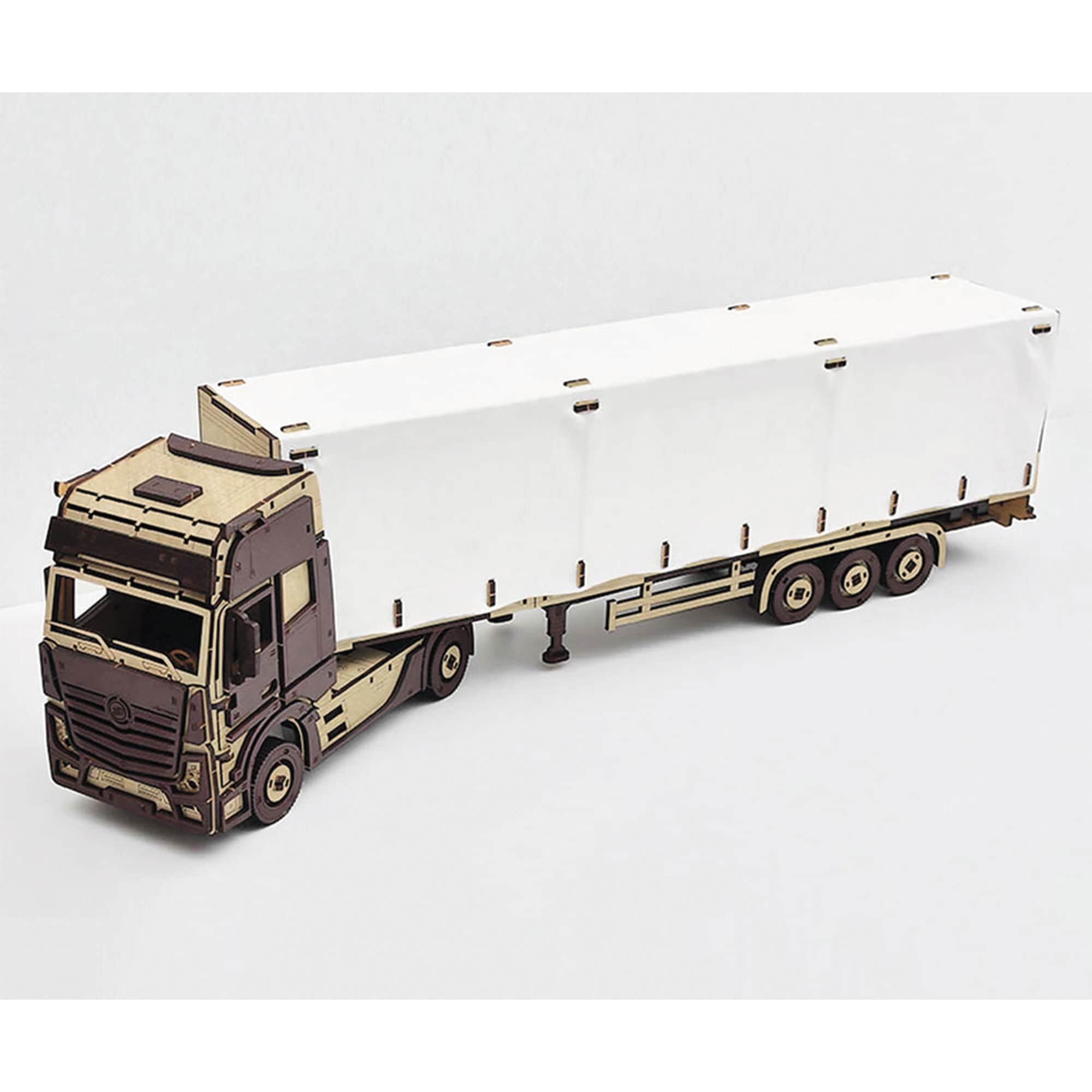 Wood Truck With Semitrailer Tent 3DBRT/ Wood Constructor Kit Delivery Truck  Wood 3D Puzzle Car Model Assembled Toy Truck Cargo Truck 