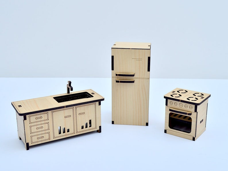 Laser cut file of Furniture DollHouse Miniature Wooden Digital Etsy
