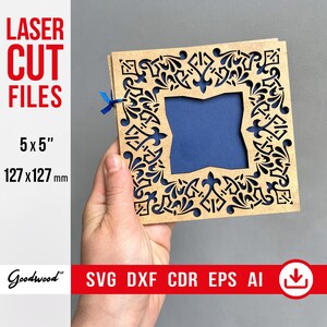 Laser geschnittene Grußkarte aus Holz und Karton SVG DXF EPS CdR Ai | Geburtstag und Hochzeit Einladung Vorlage | Bday Karte | Sofort Download 12x12cm
