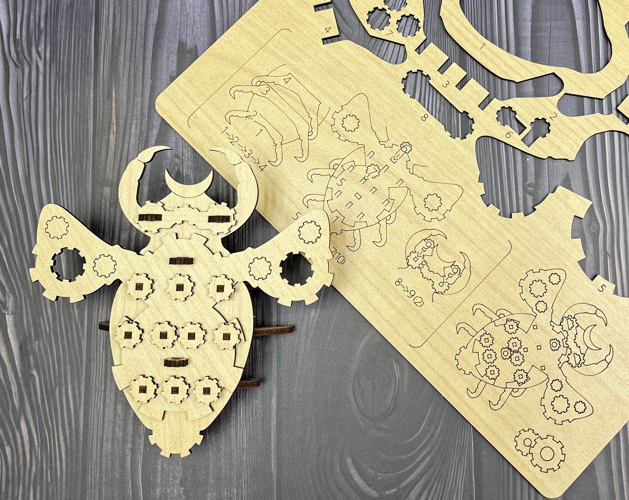 Insect Dxf Steampunk Beetle 3D Puzzle, Laser Cut Files SVG DXF, Mechanical Insect ...