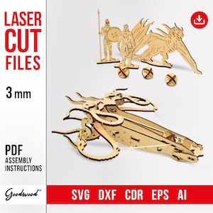 Pliki do cięcia laserowego balisty SVG Dxf CdR Ai Pdf, Szablon drewnianej układanki 3D, Zestaw modeli katapulty DIY, Pliki CNC, Natychmiastowe pobieranie