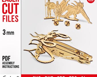 Ballista Laser Cut Files SVG Dxf CdR Ai Pdf, Wooden 3D Puzzle Template, DIY Catapult Model Kit, CNC Files, Instant Download