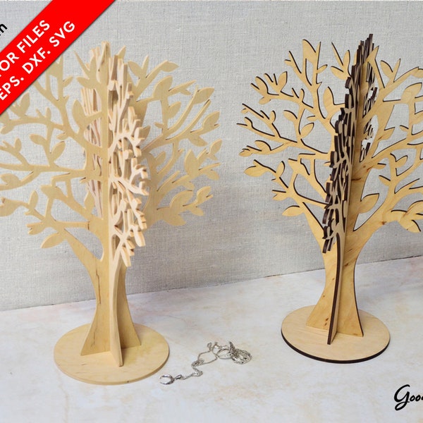 Jewelry Tree Holder, Laser Cut files SVG DXF, Wooden Jewelry Tree Stand, Earring Storage Stand Download, Necklace stand, Jewelry organizer