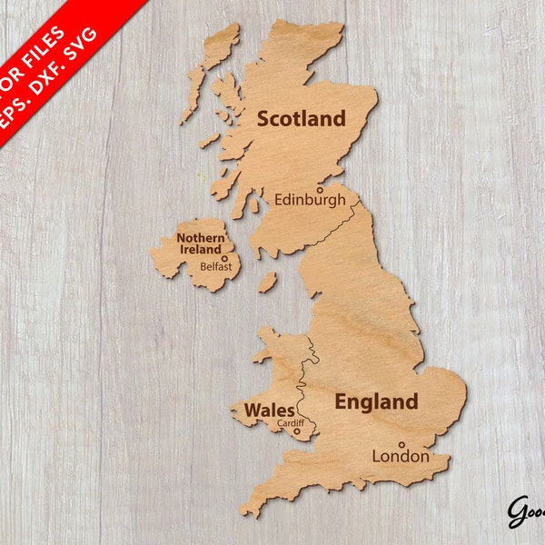 Große Wandkarte von Großbritannien SVG DXF, Holzkarte der Britischen Inseln, Großbritannien, Vektordatei Instant Download, Vereinigtes Königreich, gravierte Wanddekoration