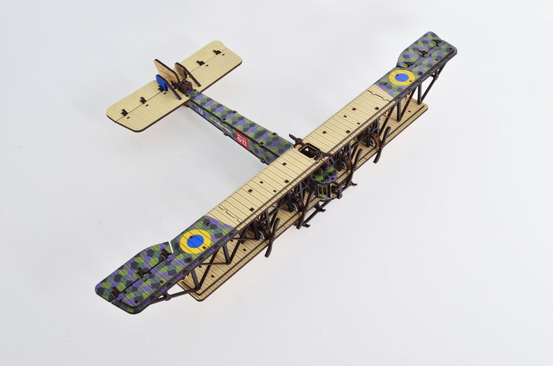 Wooden 3D plane 3DBRT Ilya Muromets, World War II Biplane Fighter, Miniature Plane Set,Aircraft Miniature, Adult Model DIY image 4