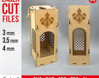 Wooden Wine Box Template - Laser Cut Files DXF SVG Cdr, 3mm 3.5mm 4mm, Gift Box for Wine Bottle, CNC Laser Cutting, Instant Download