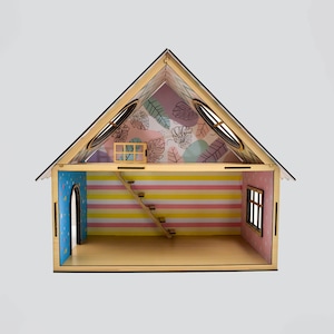 Wooden Dollhouse 3DBRT For Doll Miniature empty Kit Wooden House Toys For Children House for dolls 2 floors with wallpaper on the walls