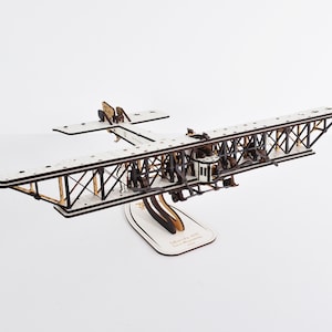 Wooden 3D plane 3DBRT Ilya Muromets, World War II Biplane Fighter, Miniature Plane Set,Aircraft Miniature, Adult Model DIY image 6
