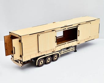 Wooden Trailer Mechanical 3DBRT, 3D Model for Self-Assembly, Constructor trailer wooden toy, puzzle, A trailer for a truck