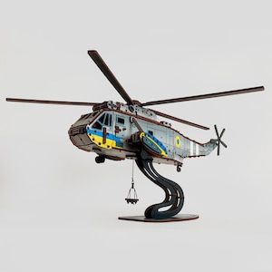 3DBRT Wooden model military helicopter, 3D | Aero model kit | Craft kit | 3D gift puzzle | put it together yourself