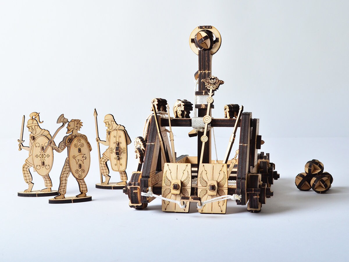 Vector files 3.7mm Wood catapult Laser cut files Mechanical Etsy