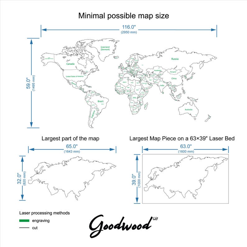 World Map Laser Cut Template SVG DXF Eps Ai, Political Wall Map With ...